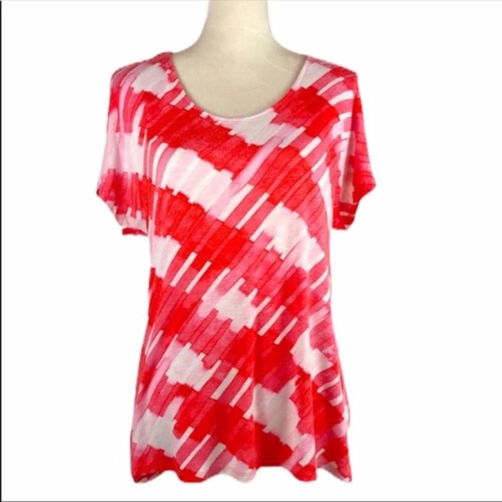 ANTHROPOLOGIE One September Orange Geo Top S